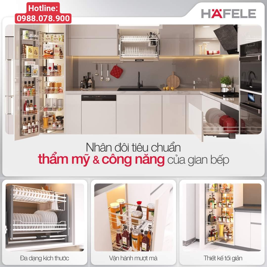 Phụ kiện tủ bếp chính hãng Hafele có những món nào?